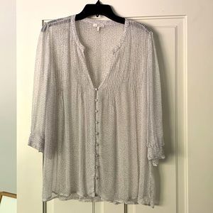 Contemporary white and gray Joie silk blouse